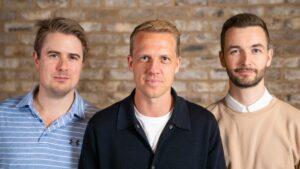Sona co-founder Steffen Wulff Petersen flanked by Ben Dixon (left) and Oli Johnson (right)