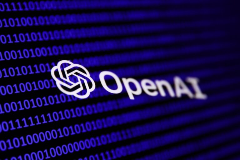 Binary code and OpenAI logo