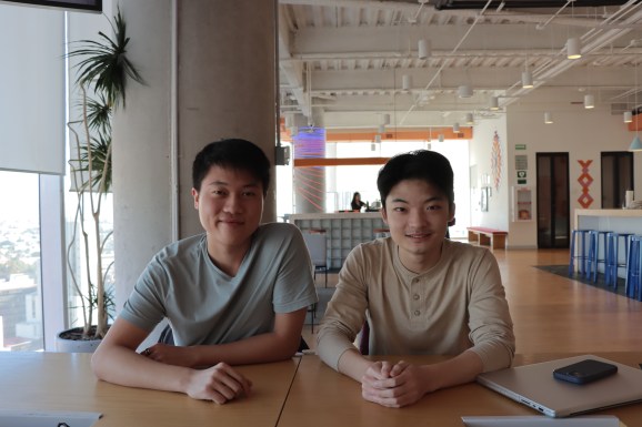 Dawson Chen, left, and Ethan Hou, the founders of Martin AI, at their San Francisco office. (Credit: Martin AI)