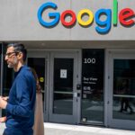 Sundar Pichai, chief executive officer of Alphabet Inc., during an interview on "The Circuit with Emily Chang" at Google's Bay View campus in Mountain View, California, US, on Wednesday, May 1, 2024.