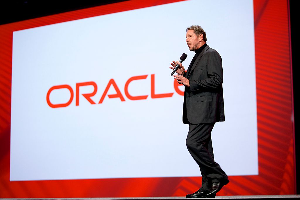 Oracle CTO Larry Ellison onstage at Oracle Open world